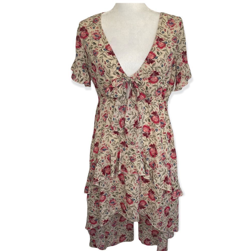 nasty Gal Playing For Flower High Low Ruffle Midi Dress Size 0